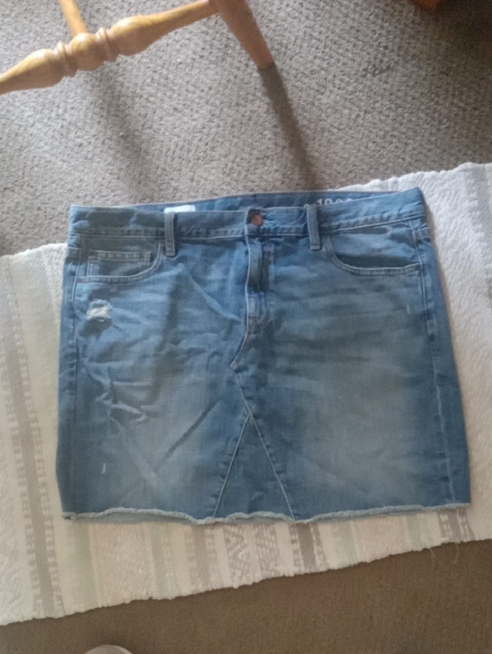 Gap 1969 Distressed Frayed Hem Jean Mini Skirt Womens Plus 16